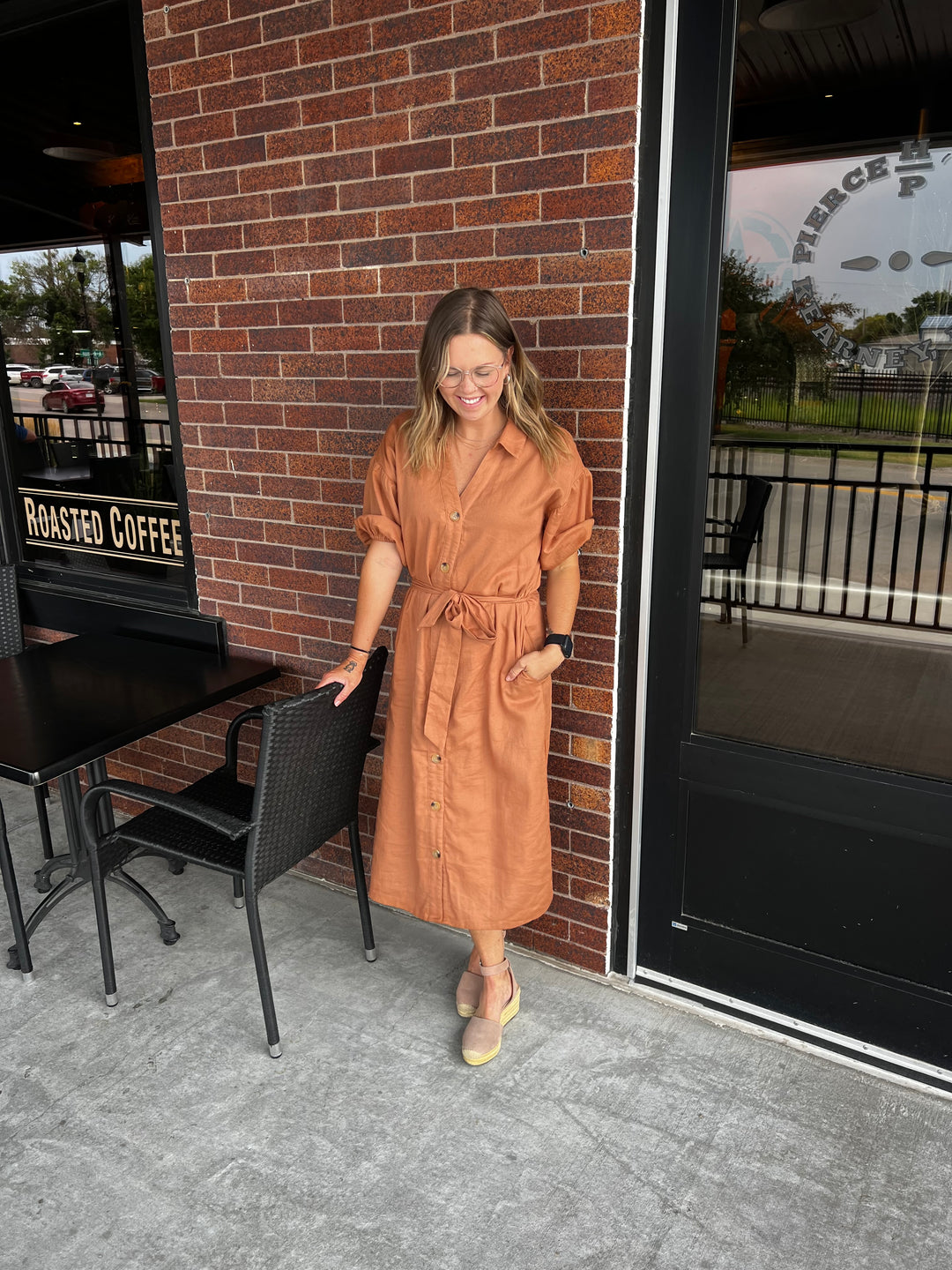 Rust Button Down Dress
