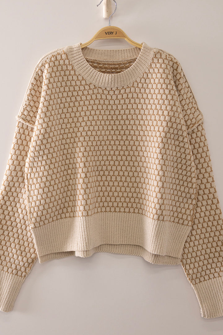 The Julian Geometric Knit Sweater - Ivory