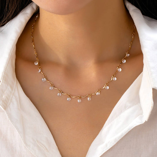 Crystal Rhinestone Station Necklace