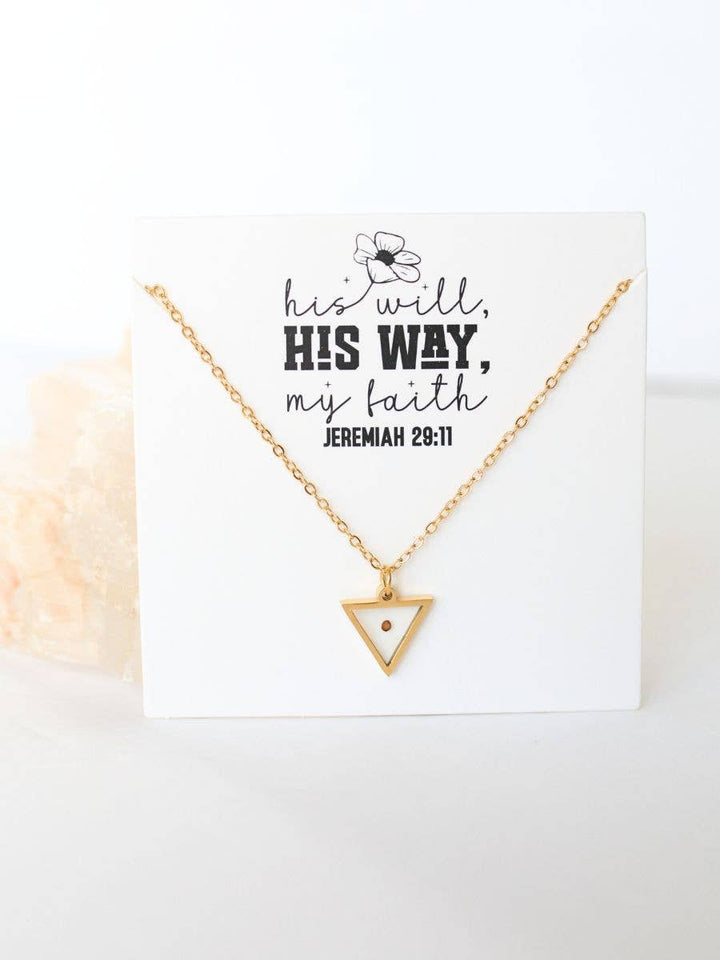 Mustard Seed Triangle Necklace