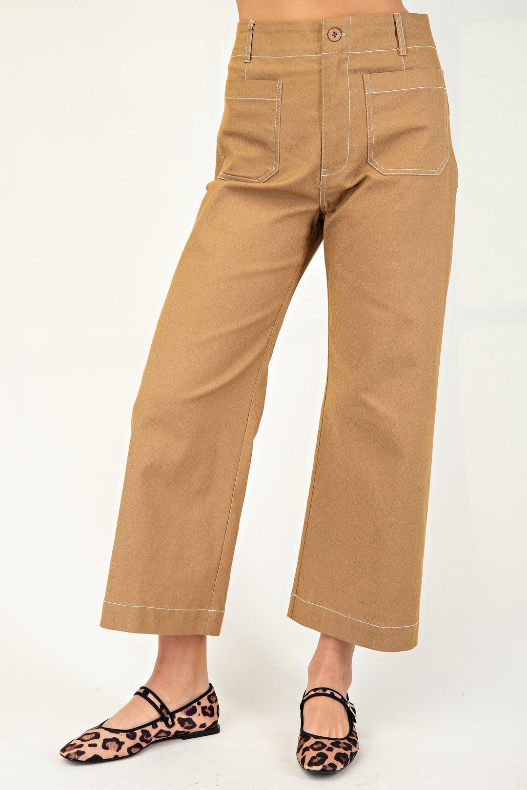 StretchFit Ankle Cropped Pants -Khaki