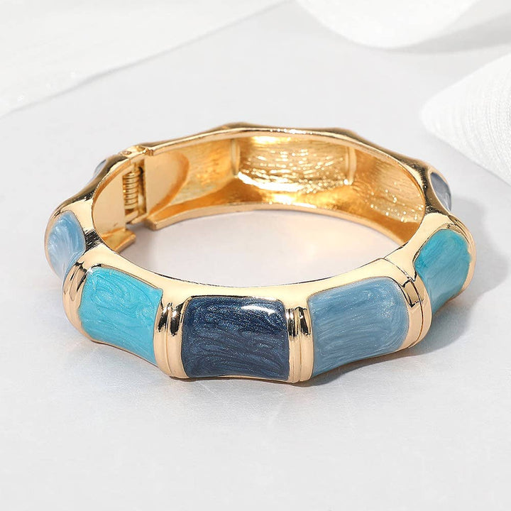 Becca - Bamboo Shape Hinged Bangle Bracelet