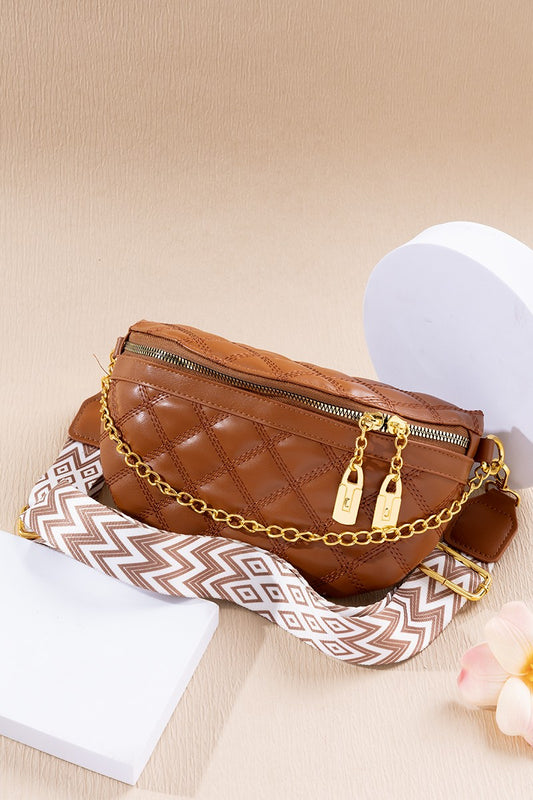 Urban Luxe Quilted Crossbody Bum Bag - Brown