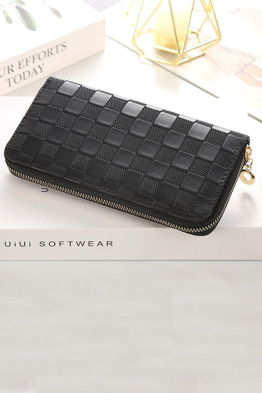 Luxe Checkered Monogram Vegan Leather Wallet