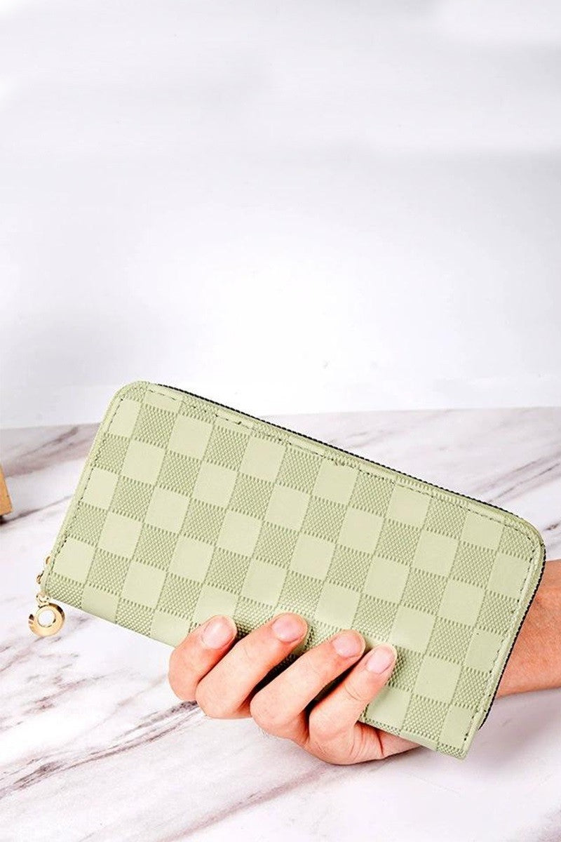 Luxe Checkered Monogram Vegan Leather Wallet