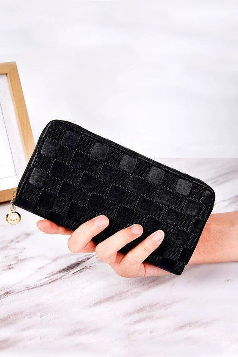 Luxe Checkered Monogram Vegan Leather Wallet