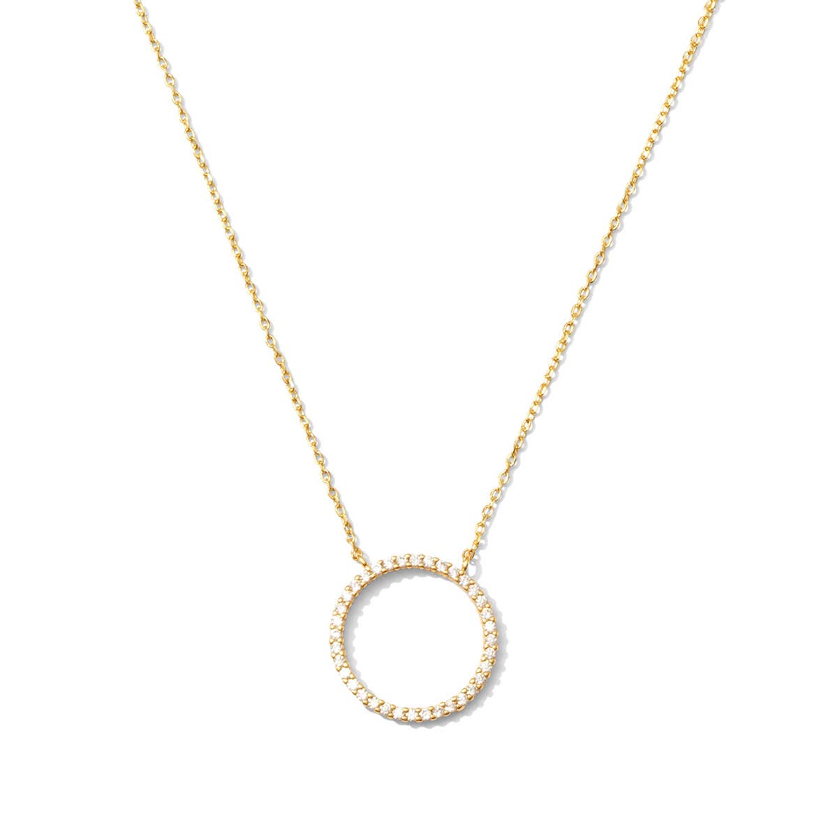 Open Pave Circle Pendant: Gold