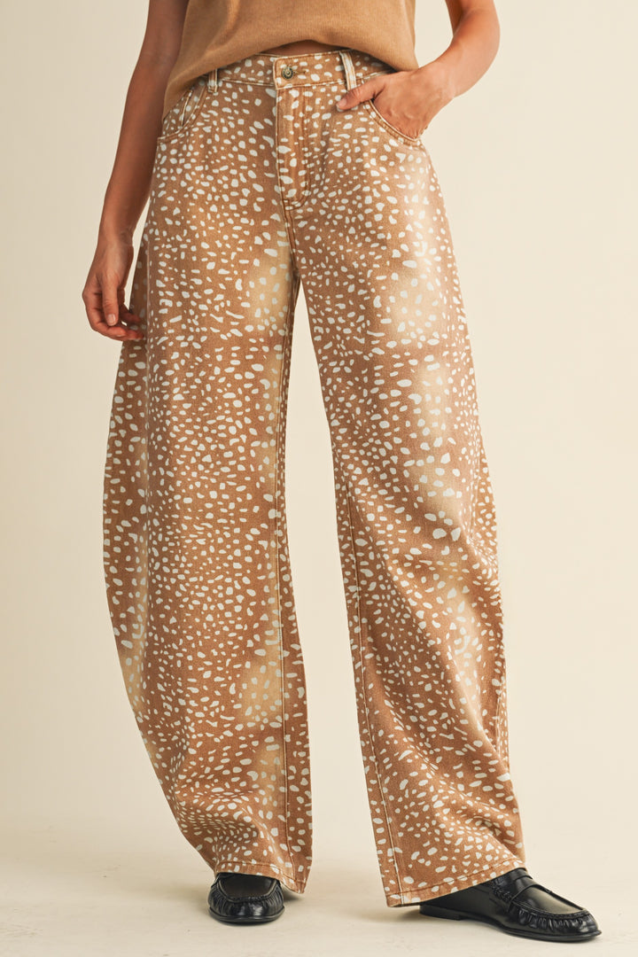 Wildwood Deer Print Barrel Jeans