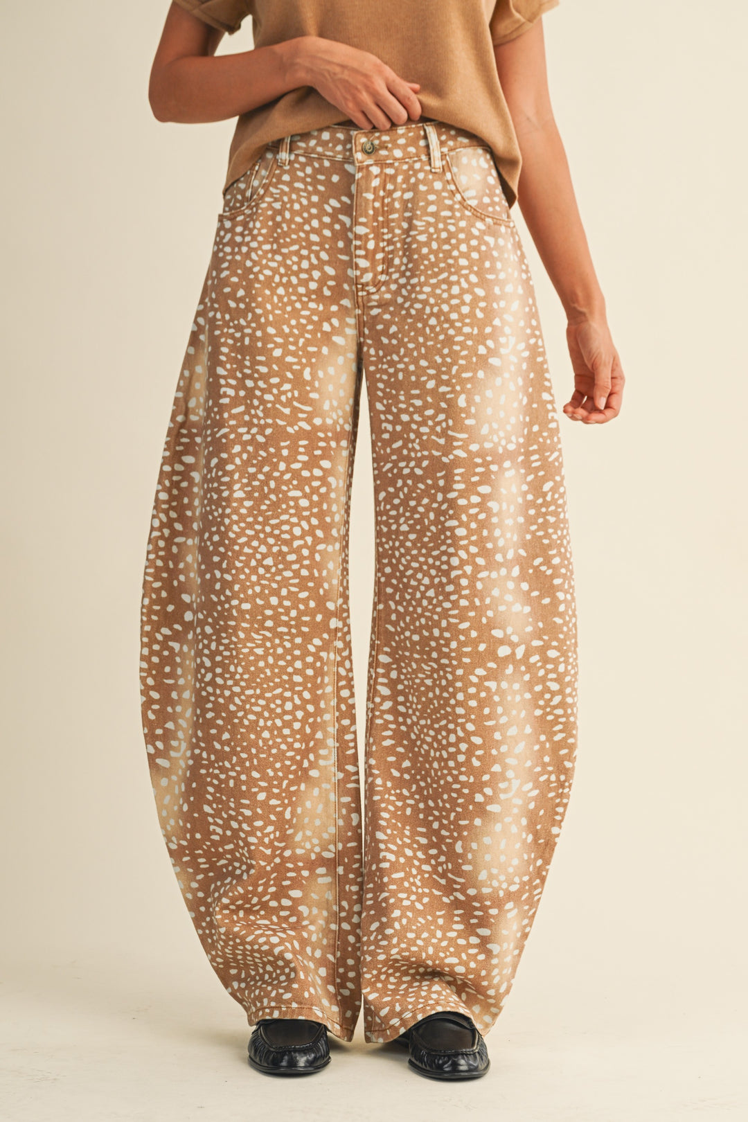 Wildwood Deer Print Barrel Jeans