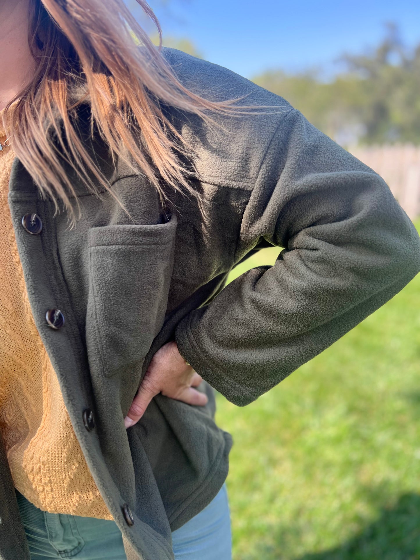 Button Down Shacket - Olive