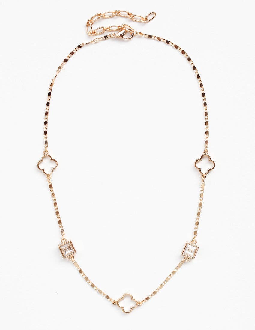 Gold Textured Chain with Open Clover