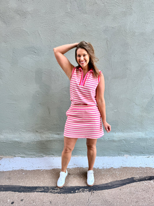 Pink Playmaker Stripe Skort Set