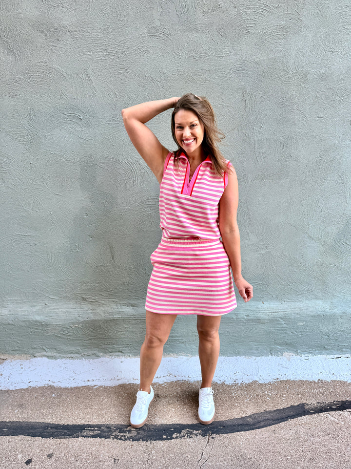 Pink Playmaker Stripe Skort Set