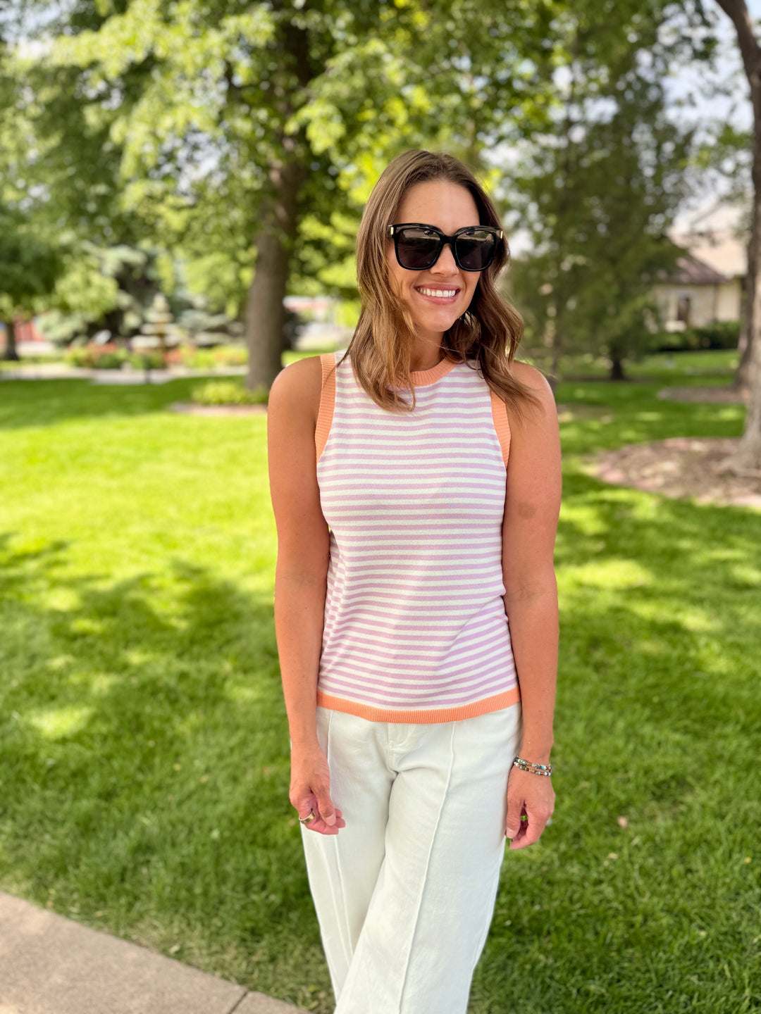 Sarah Striped Tank - Lilac