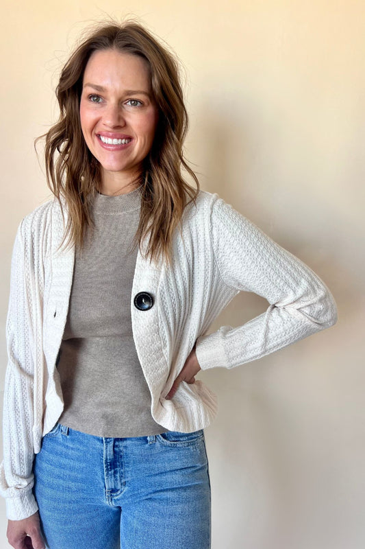 One-Button Front Knit Cardigan