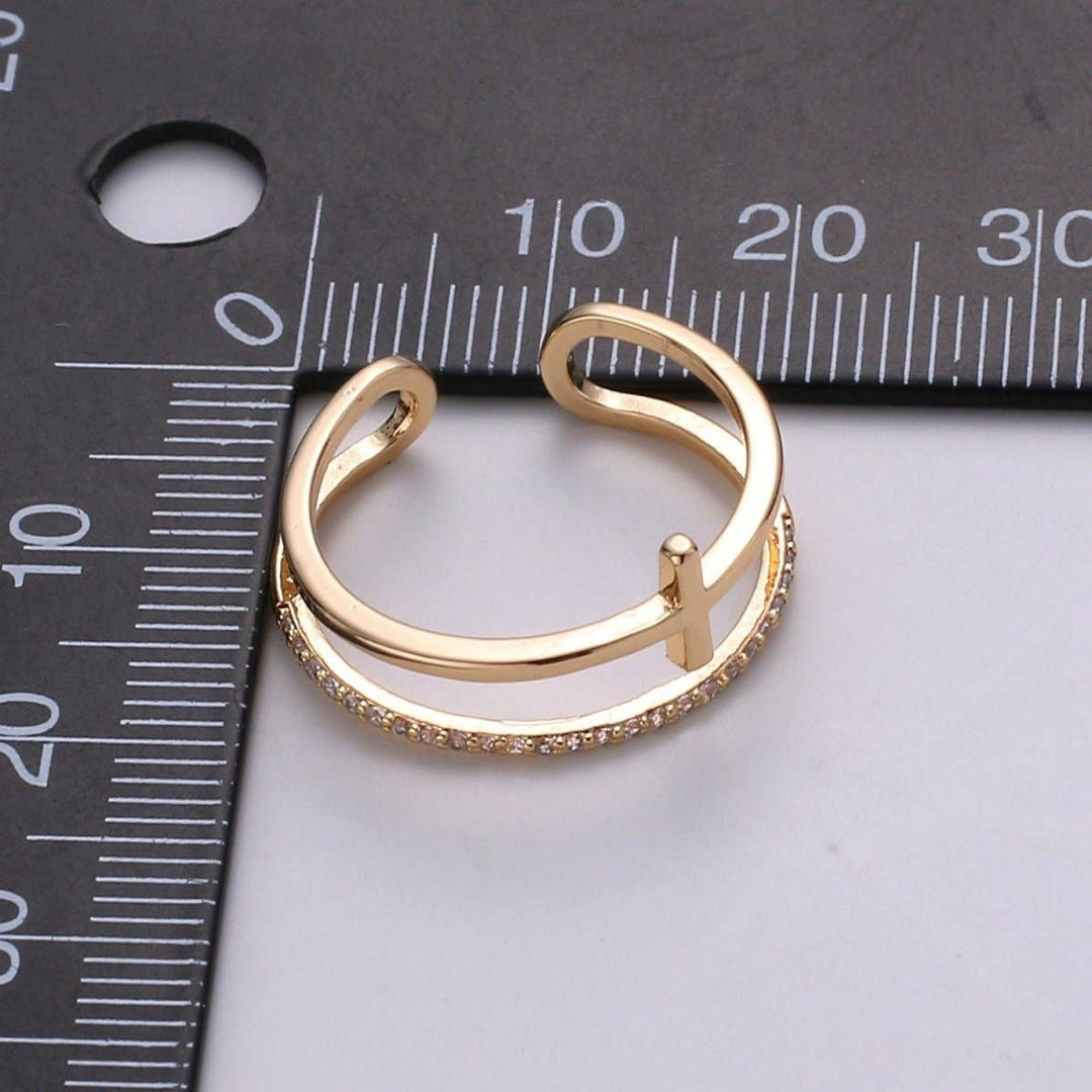 Double Layer Sideway Cross Statement Ring