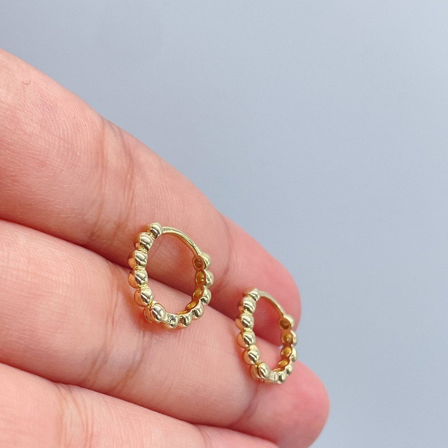 18k Gold Filled Tiny Bead Clicker Hoop: 14MM