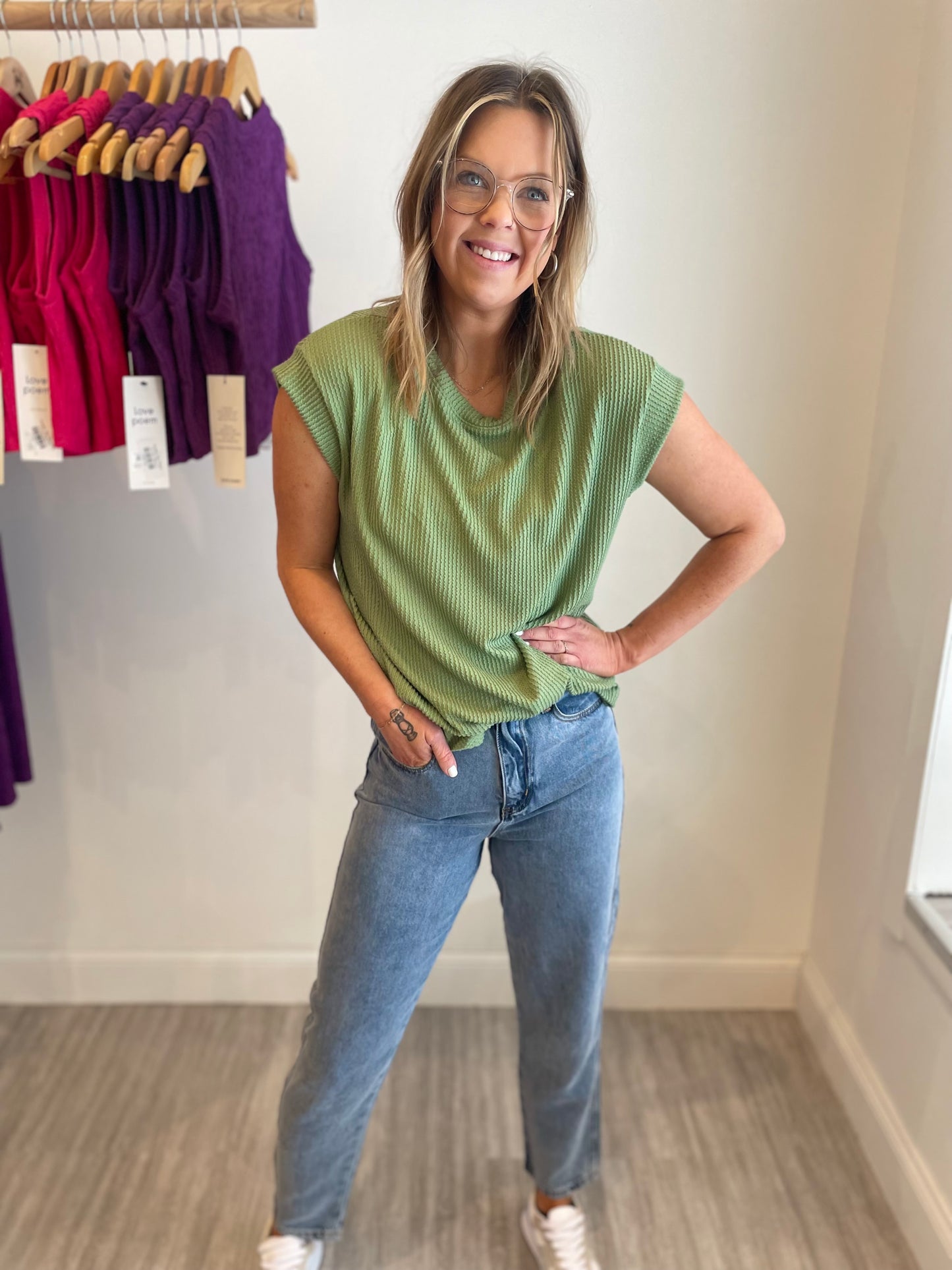 Radiant Ribbed Top - Green