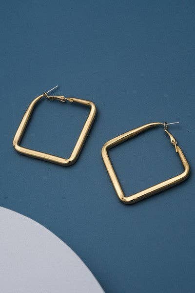 SQUARE HOLLOW HOOP EARRINGS