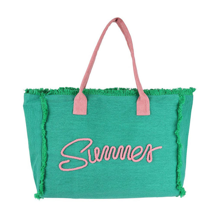 Summer Embroidered Fringe Canvas Tote Beach Bag