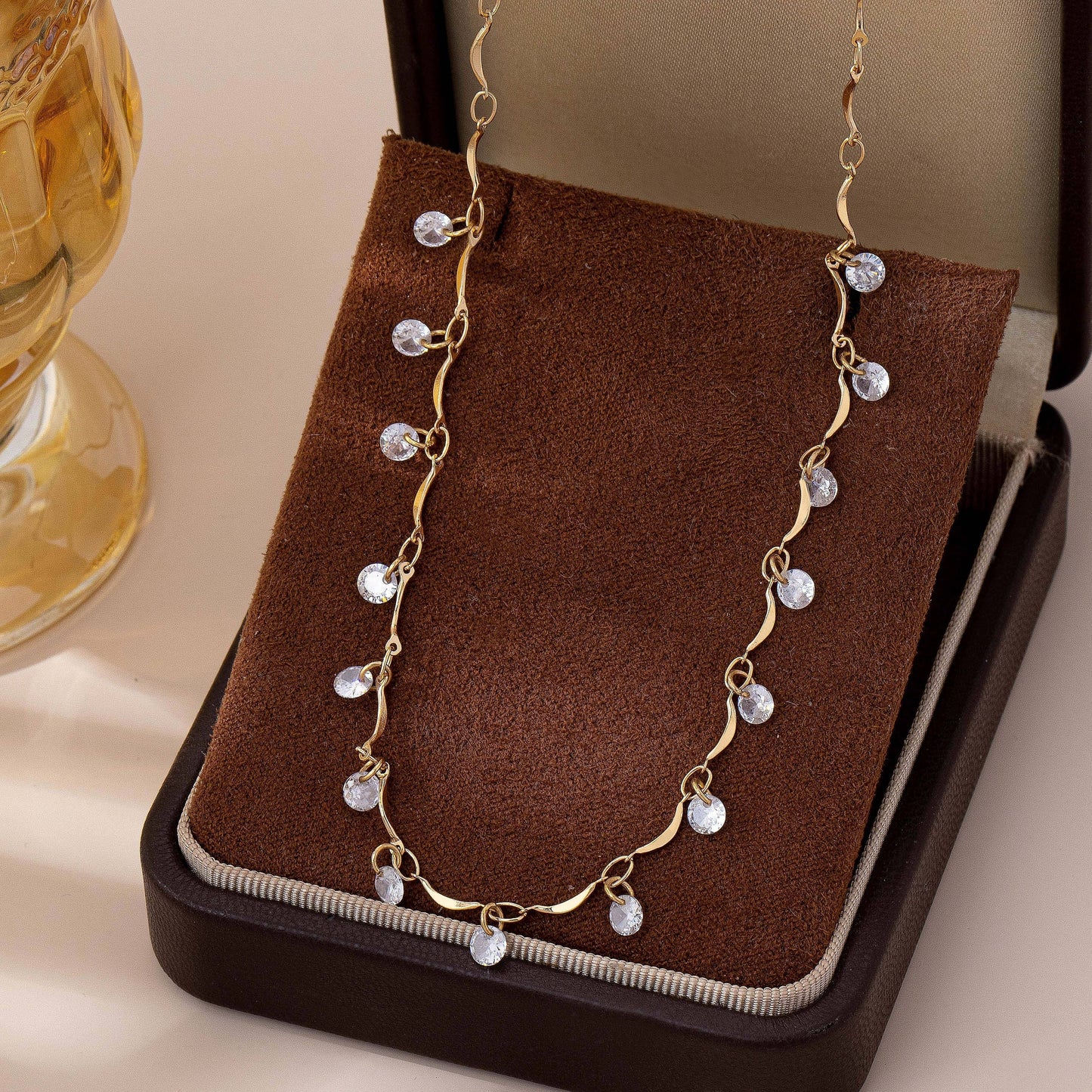 Crystal Rhinestone Station Necklace