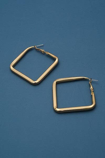 SQUARE HOLLOW HOOP EARRINGS