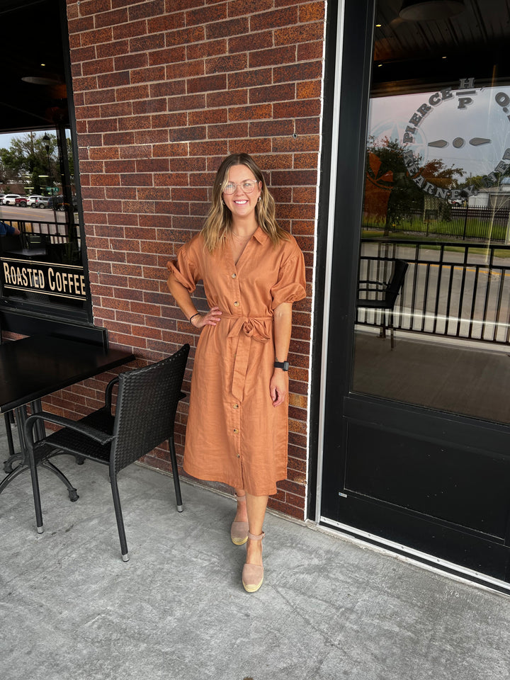 Rust Button Down Dress