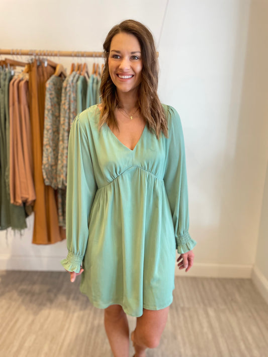 Cool Chiffon Sage Dress -Large