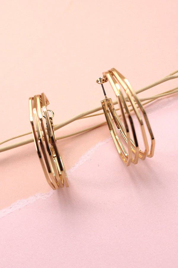 OCTAGON QUAD WIRE HOOP EARRINGS