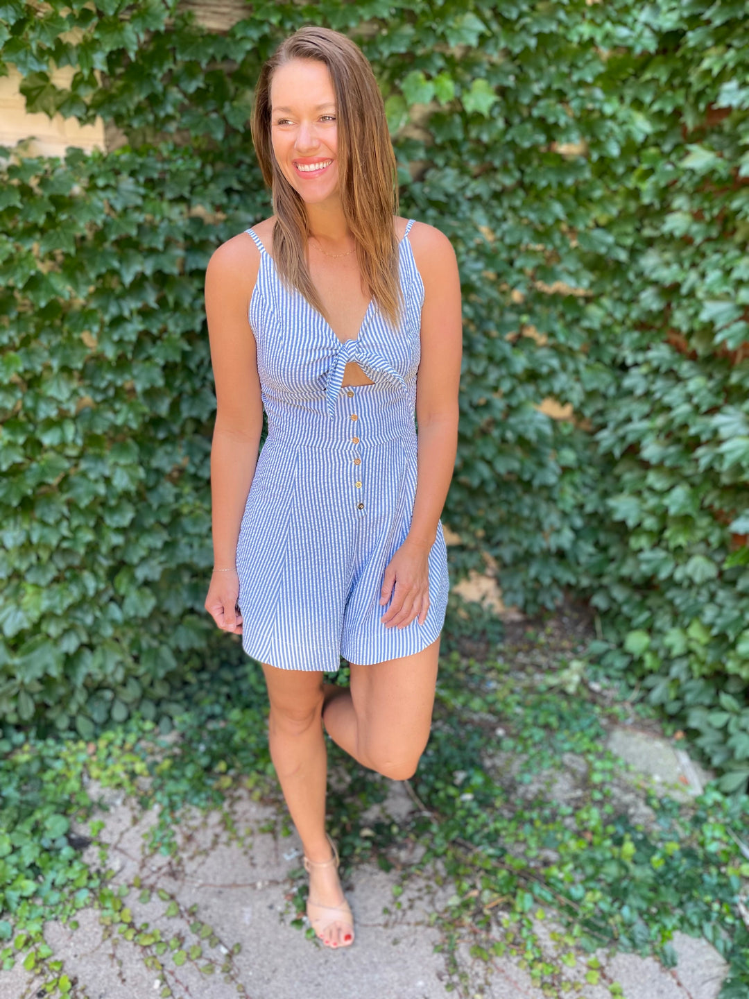 Blue Stripe Romper