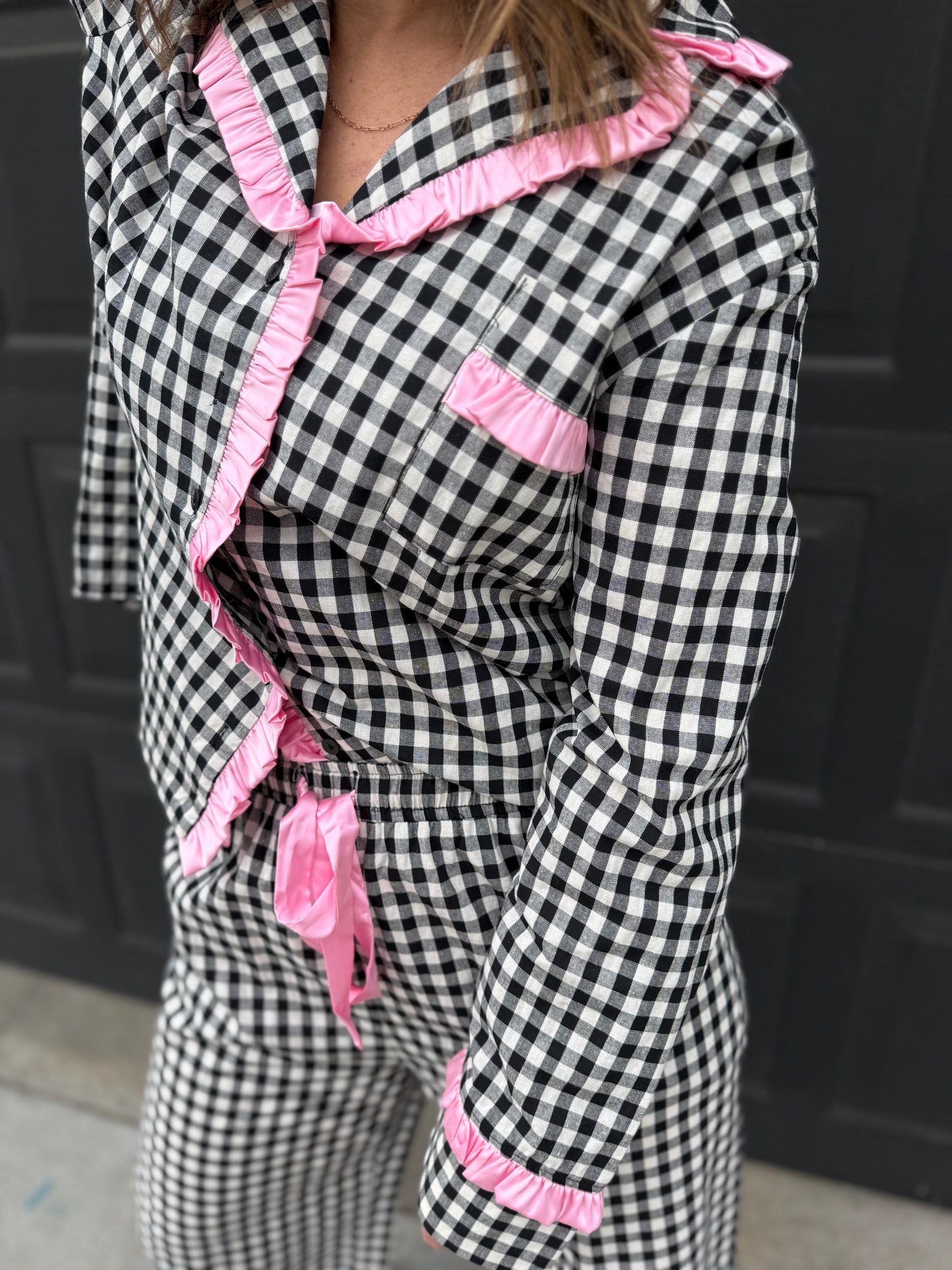 Gingham Ruffle Pajama Set