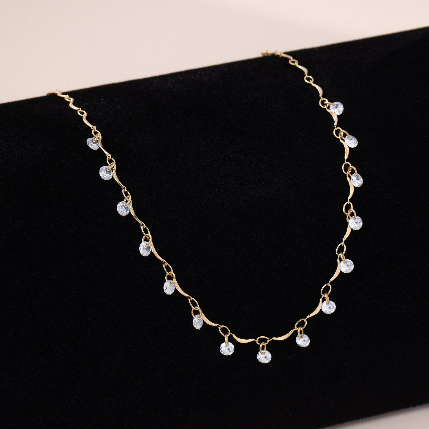 Crystal Rhinestone Station Necklace