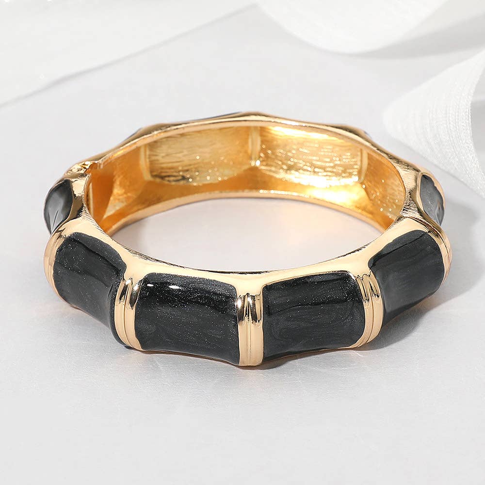 Becca - Bamboo Shape Hinged Bangle Bracelet