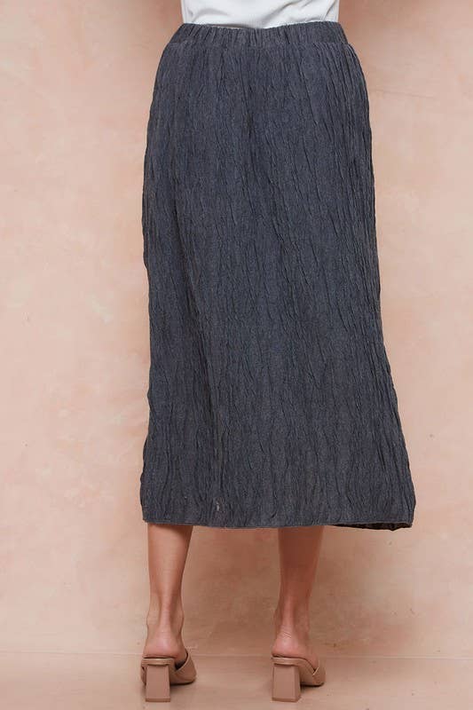 Charcoal Grace Pleated Button Skirt