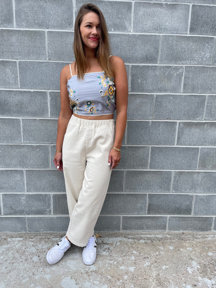 Floral Embroidered Spaghetti Strap Cami Top