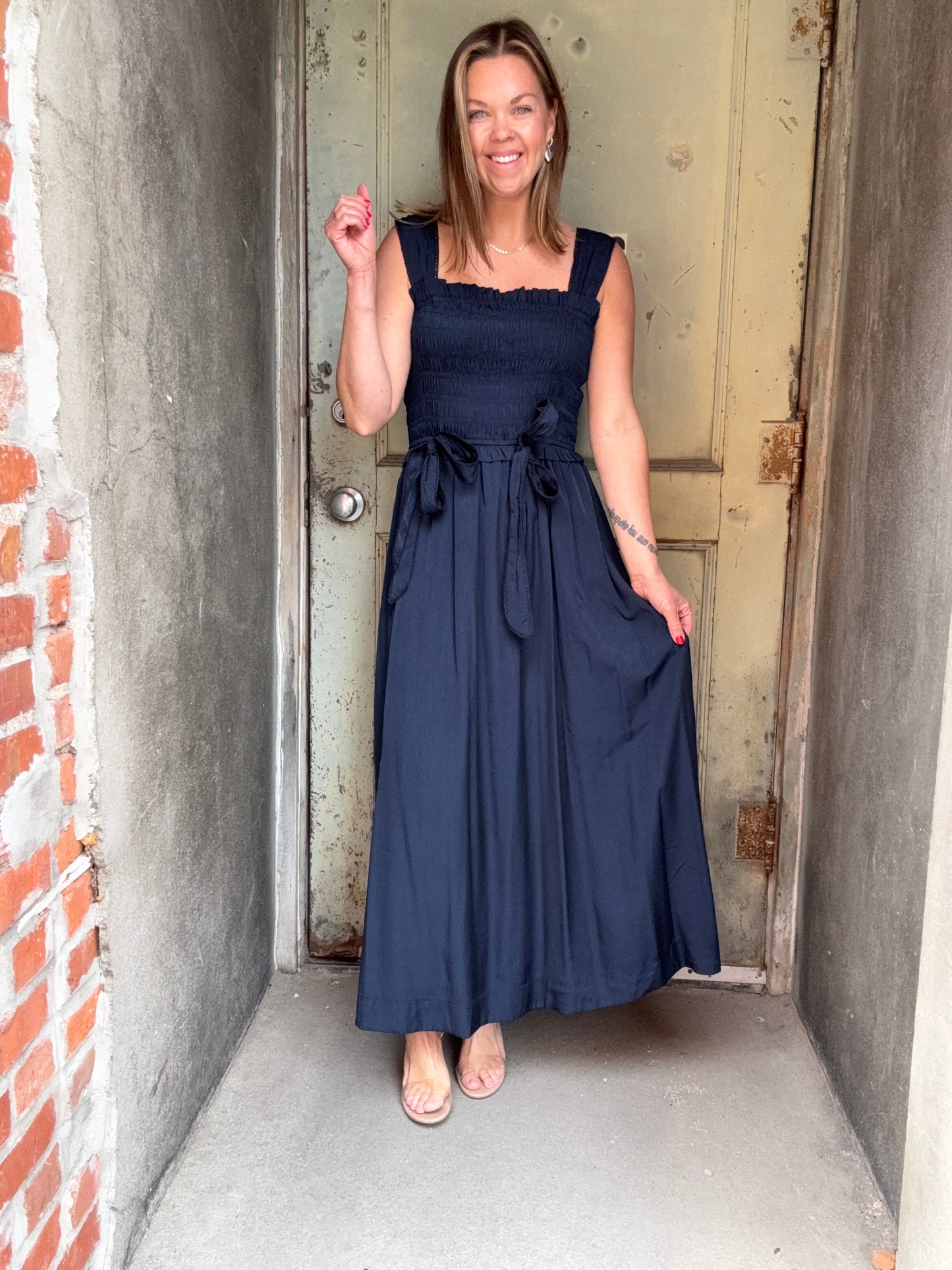 Bow & Bloom Dress - Navy