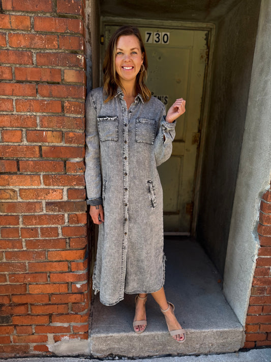 Dark Denim Tencel Denim Shirt Dress