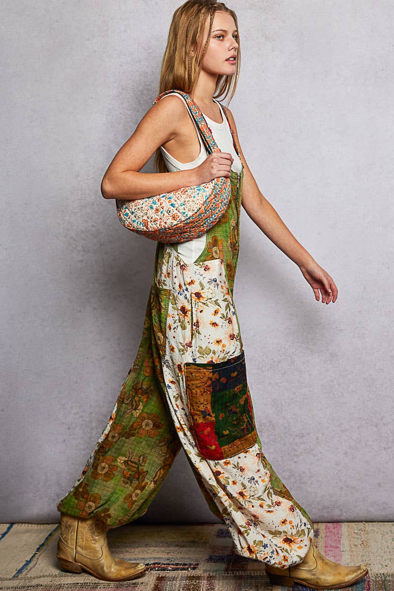 Golden Meadow Quilted Crescent Crossbody