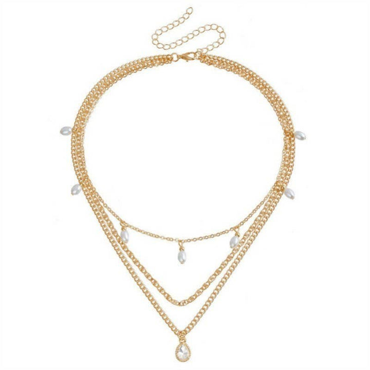 Pearl &amp; Stone Teardrop Charm Necklace