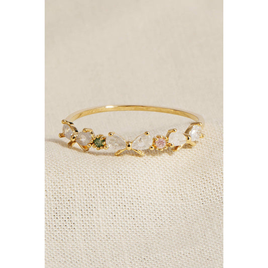 Teardrop Studded Delicate Ring Gold