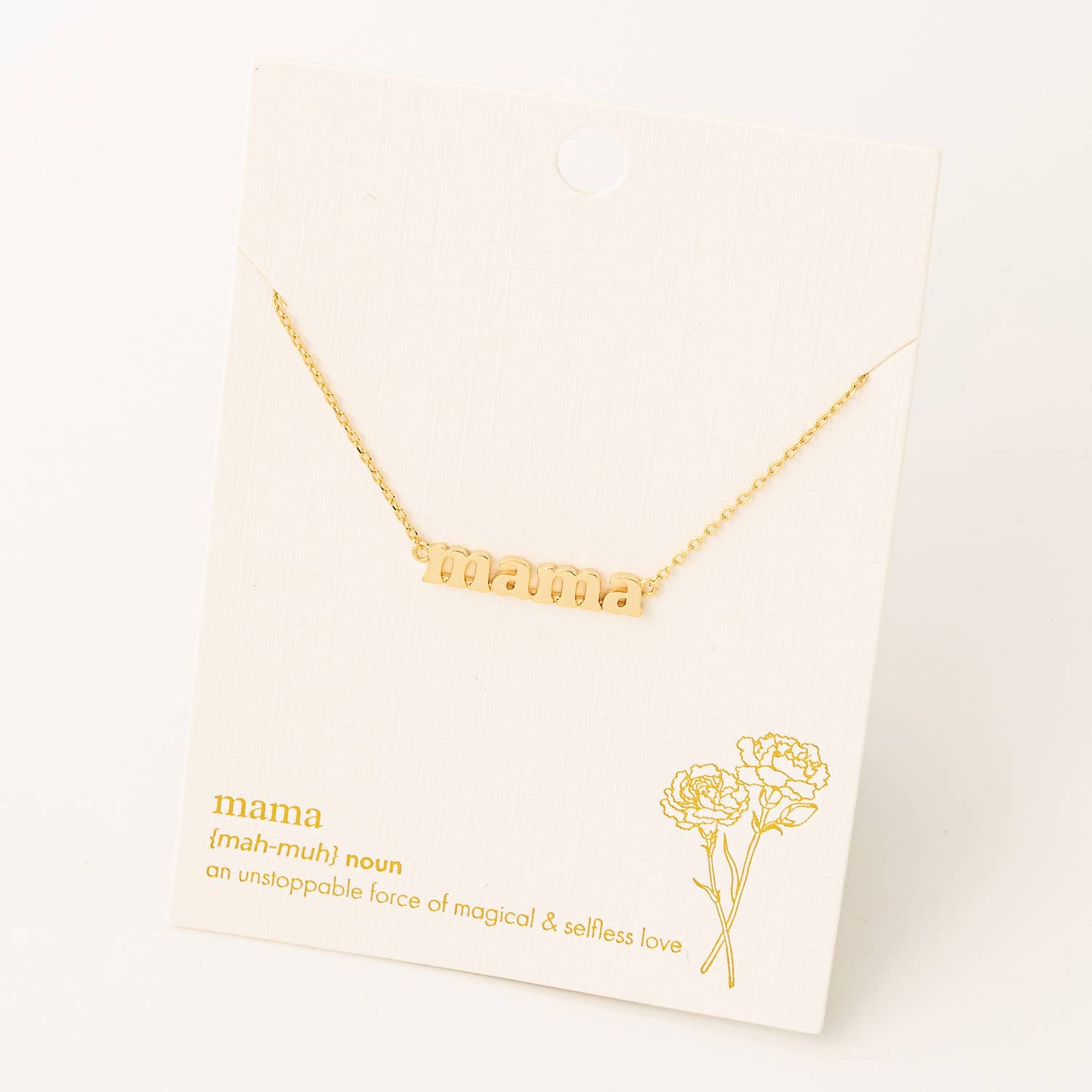 Mama Print Charm Necklace: Silver