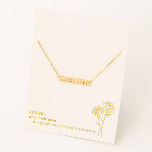 Mama Print Charm Necklace: Gold