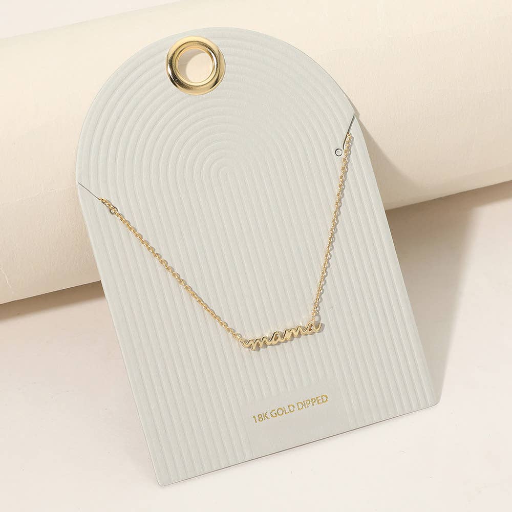 Script MAMA Plate Pendant Necklace