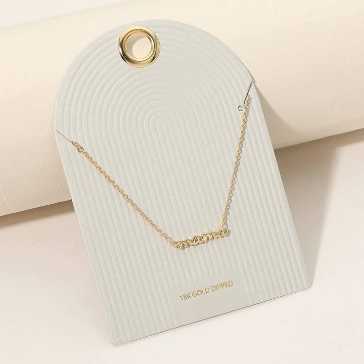 Script MAMA Plate Pendant Necklace