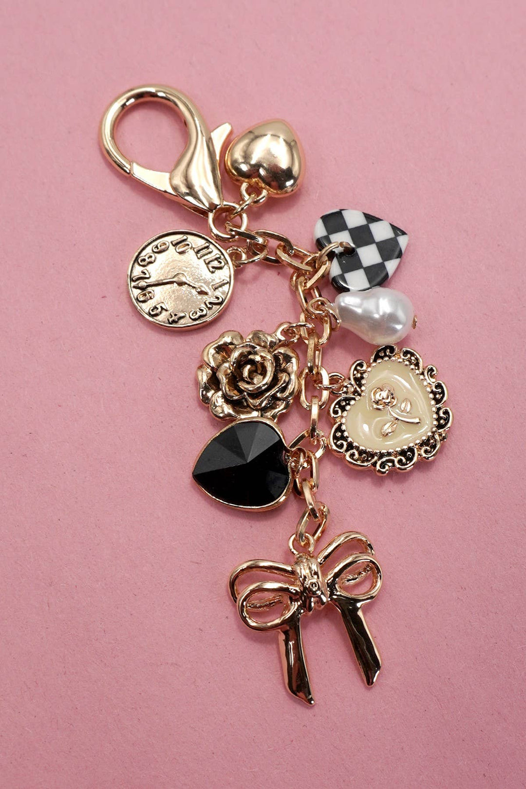 Bag Charm - Bow Checkered Heart, Flower Charms