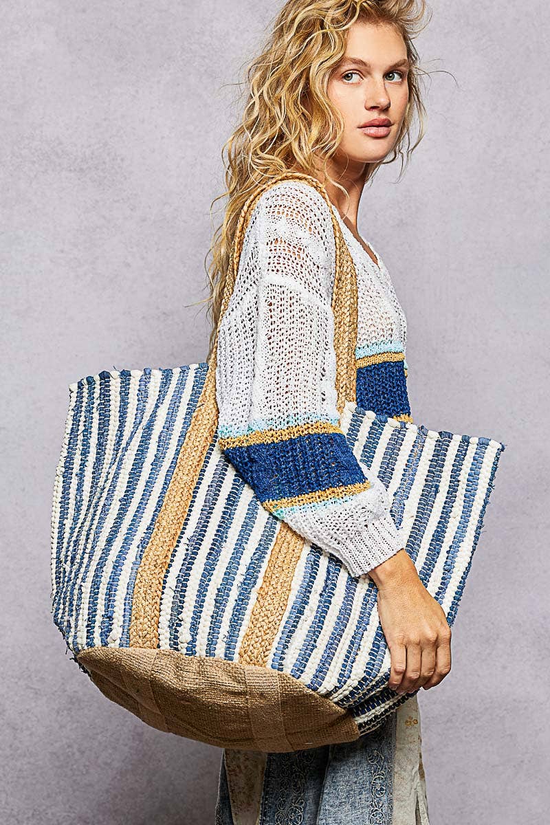 Harbor Stripe Denim Tote