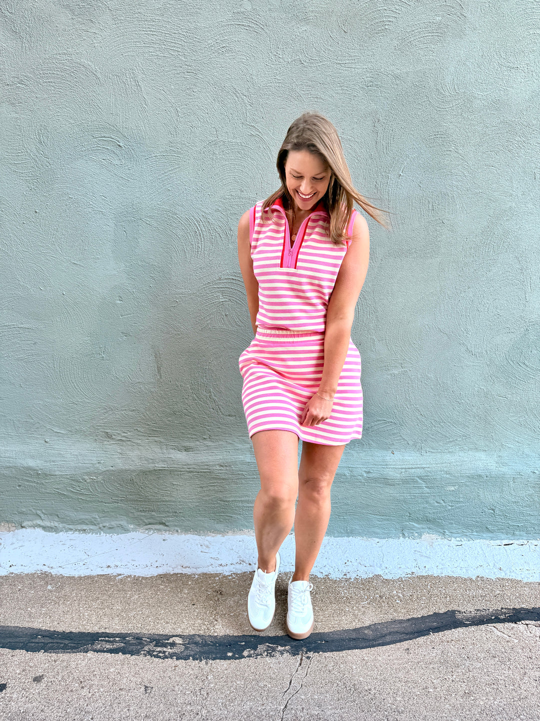 Pink Playmaker Stripe Skort Set