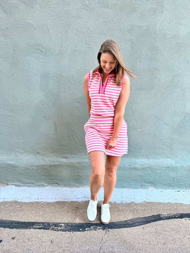 Pink Playmaker Stripe Skort Set