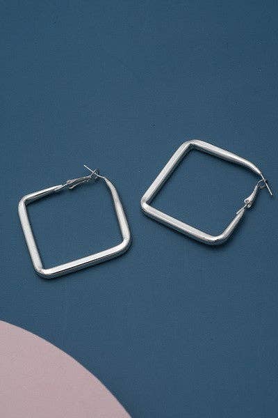 SQUARE HOLLOW HOOP EARRINGS