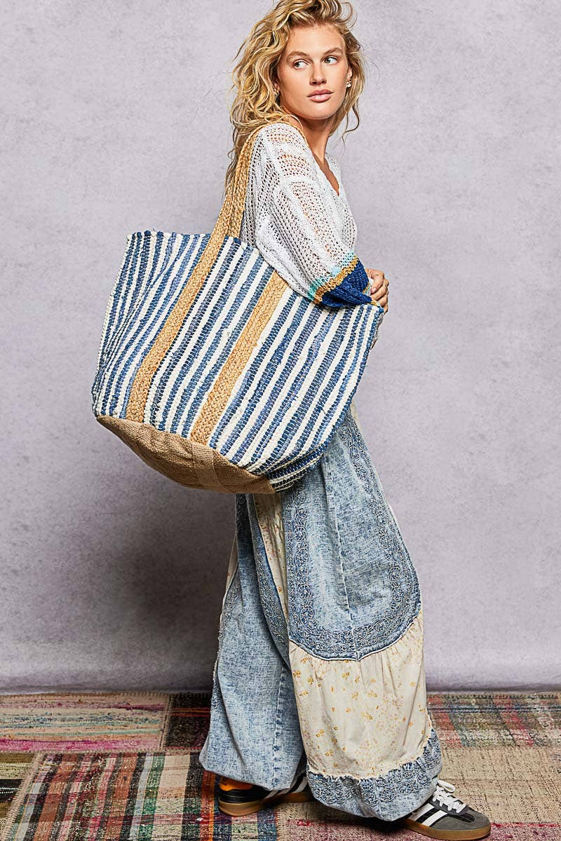 Harbor Stripe Denim Tote
